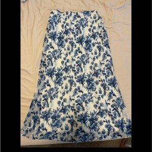 Abercrombie and Fitch White and Blue Floral Skirt